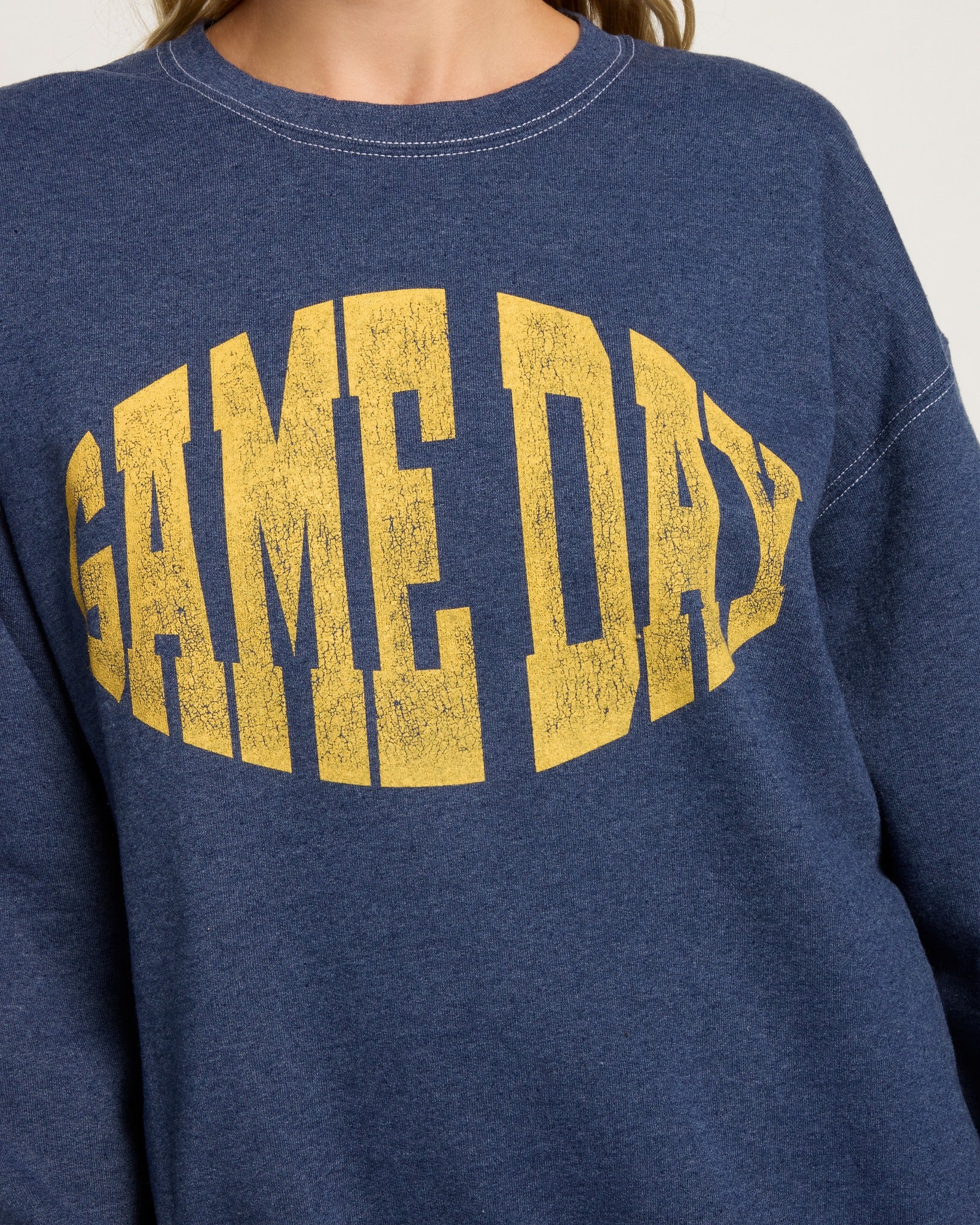 Navy Peony $|& Project Social T Game Day Football Sweatshirt - SOF Full Front