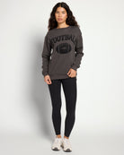 Washed Black $|& Project Social T Flocked Football Sweatshirt - UGC On Fig