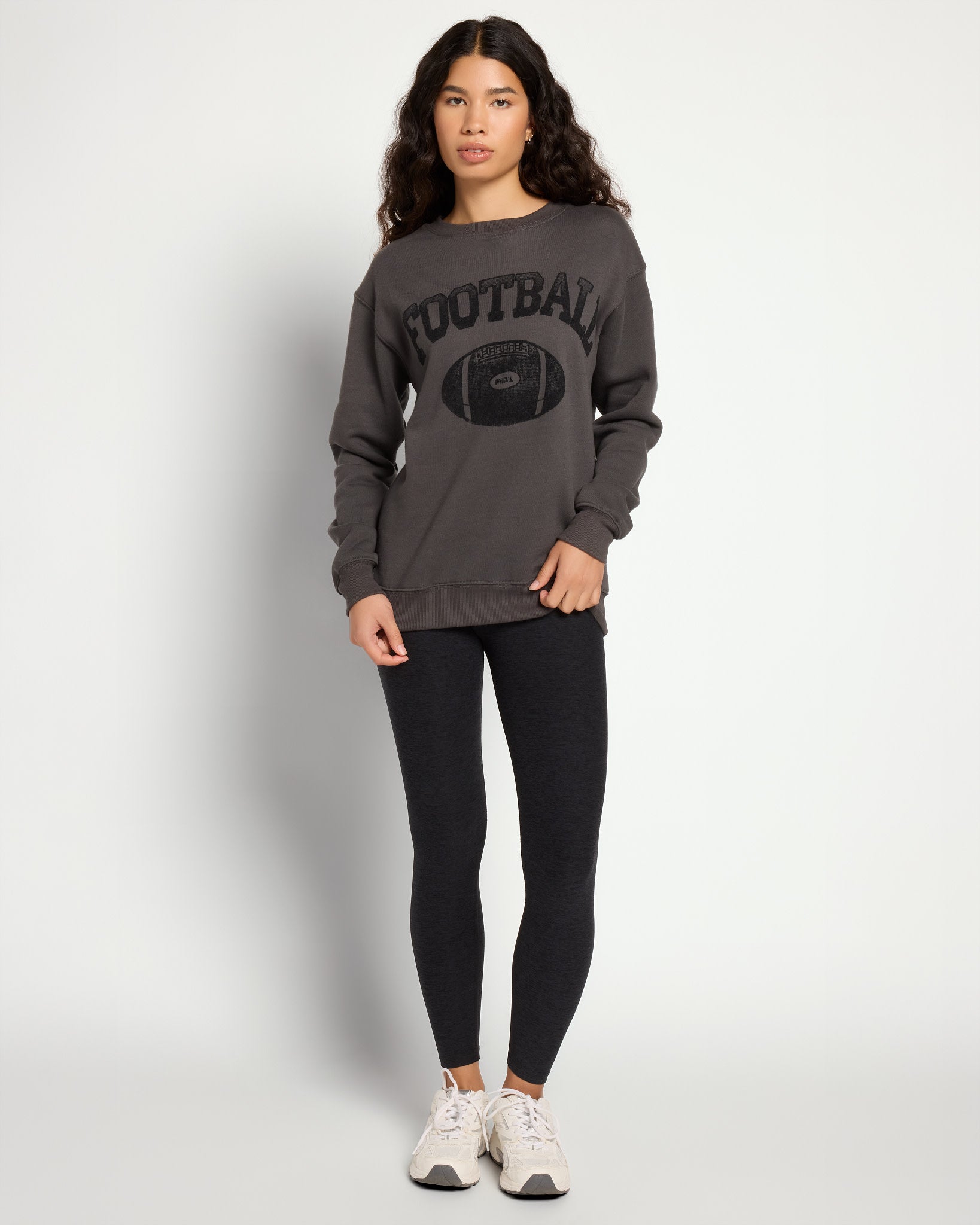 Washed Black $|& Project Social T Flocked Football Sweatshirt - UGC On Fig