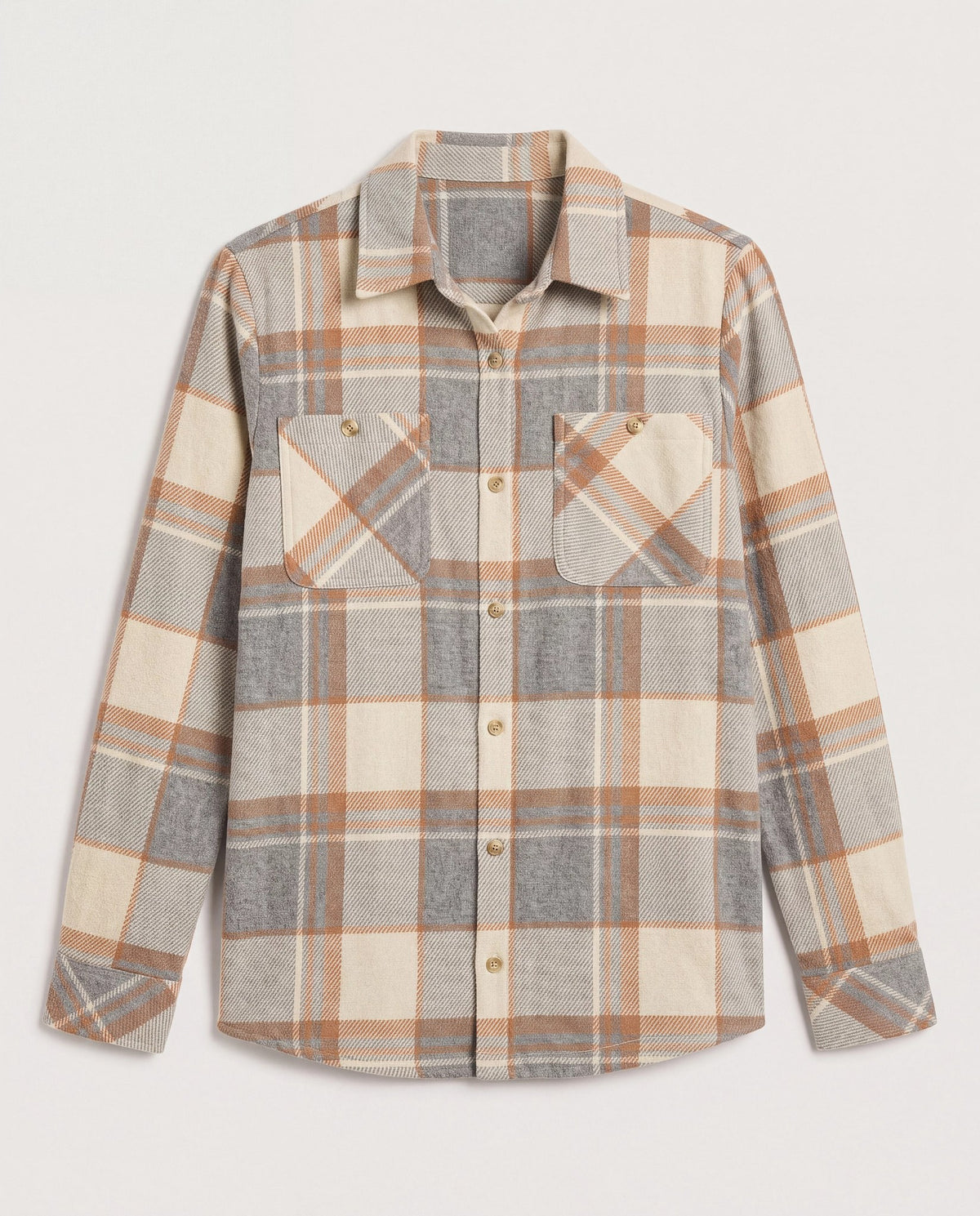 Cream/Grey Plaid $|& SEAS Sunset Plaid Knit Top - Hanger Detail