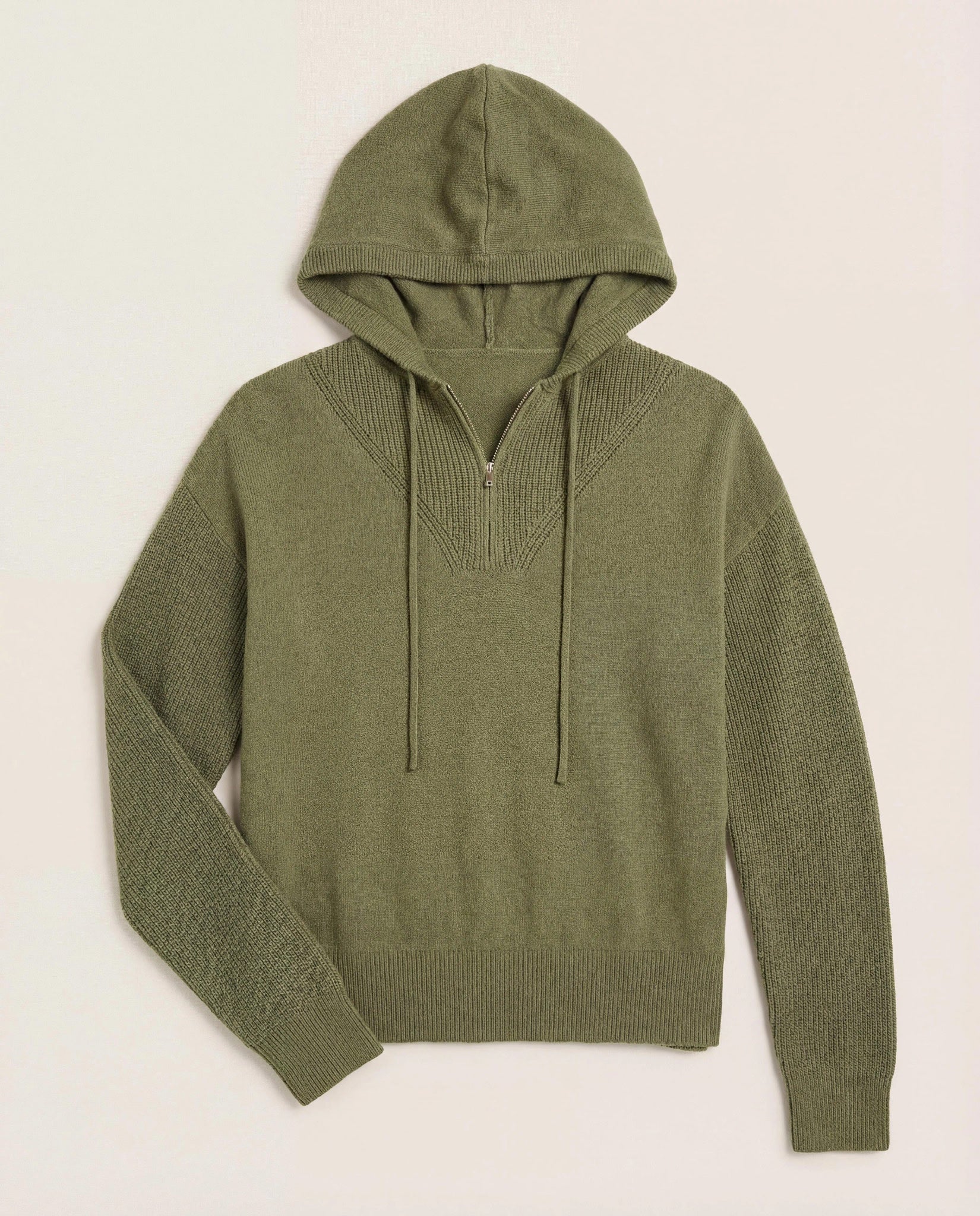 Olive Branch $|& SEAS Ojai Half Zip Hooded Sweater - Hanger Detail