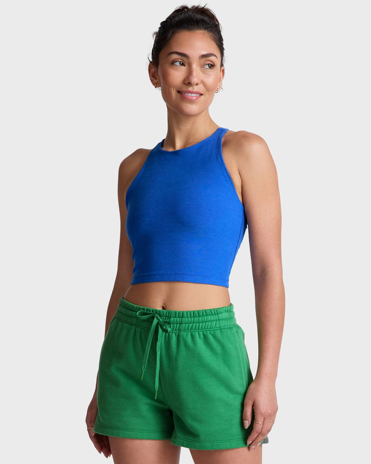 Court Blue Heather $|& Beyond Yoga Spacedye Refocus Cropped Tank - VOF Detail