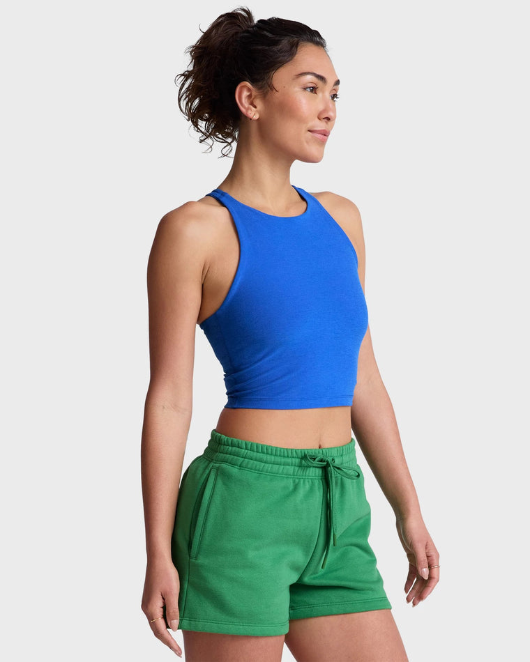 Court Blue Heather $|& Beyond Yoga Spacedye Refocus Cropped Tank - Hanger Front