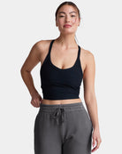 Darkest Night $|& Beyond Yoga Spacedye On The Up Cropped Tank - VOF Detail