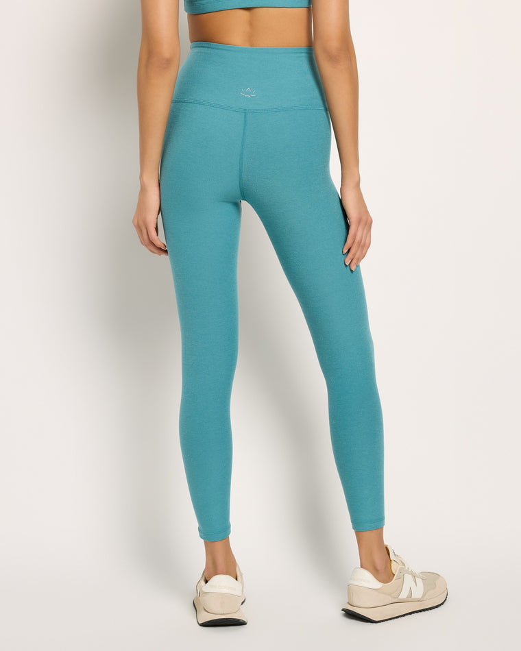 Deep Aqua Heather $|& Beyond Yoga Spacedye Caught In The Midi High Waisted Legging - SOF Back