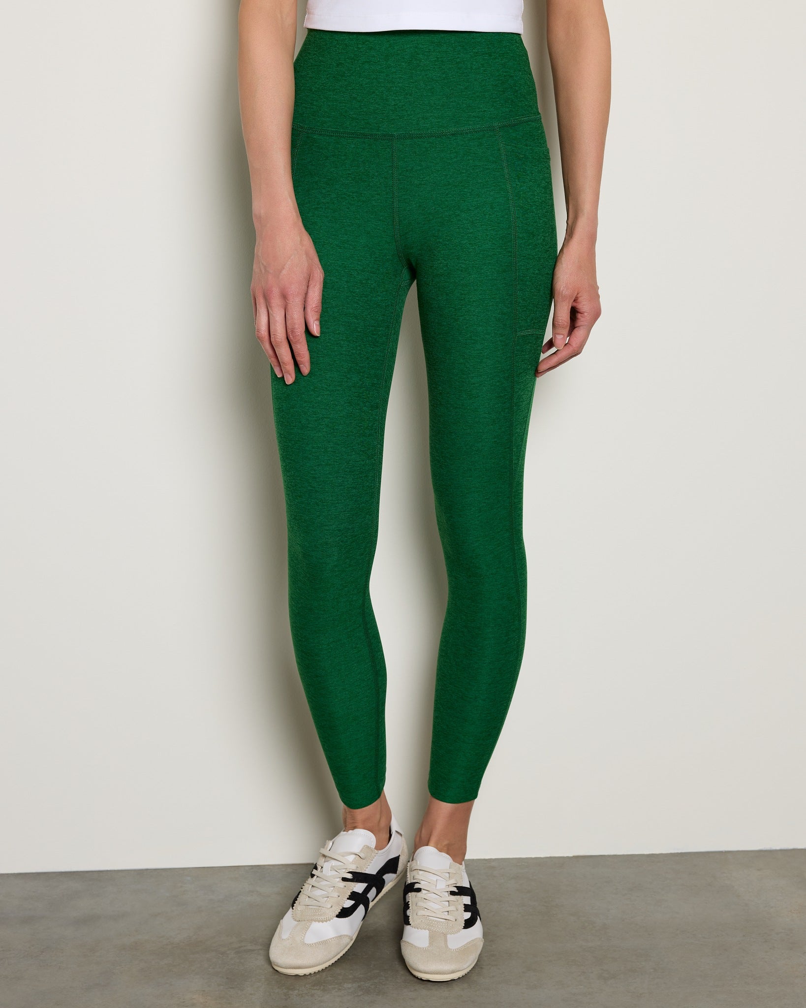 Summer Thyme Green $|& Beyond Yoga Spacedye Out Of Pocket High Waisted Midi Legging - SOF Front