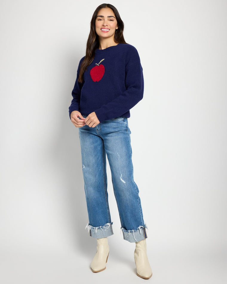 Navy/Red $|& Bobeau An Apple A Day Sweater - UGC On Fig