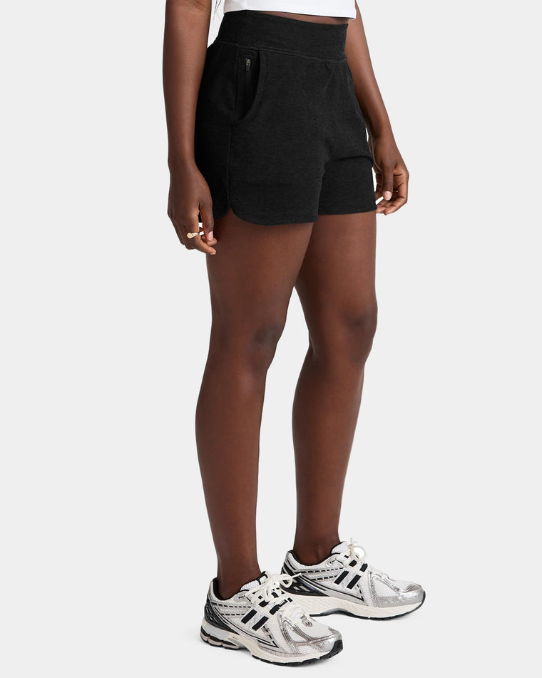Darkest Night $|& Beyond Yoga Spacedye Move Up 3" Short - Hanger Front