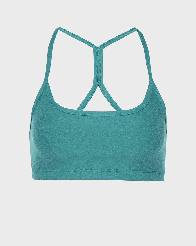 Deep Aqua Heather $|& Beyond Yoga Spacedye Slim Racerback Bra - Hanger Back