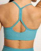Deep Aqua Heather $|& Beyond Yoga Spacedye Slim Racerback Bra - SOF Full Front