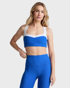 Court Blue Heather/Cloud White $|& Beyond Yoga Spacedye Trophy Bra - VOF Detail