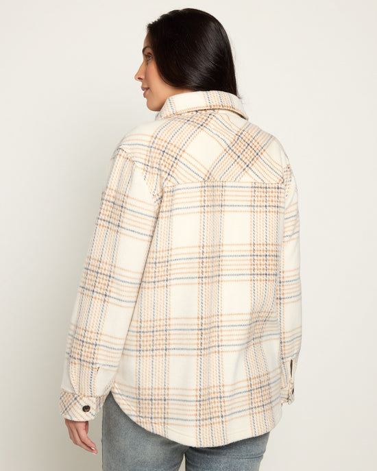 Cream Taupe Plaid $|& Thread & Supply Tullis Polar Fleece Shacket - SOF Back
