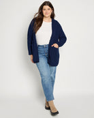 Navy $|& Bobeau Two Pocket Popcorn Cardigan - UGC On Fig