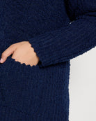 Navy $|& Bobeau Two Pocket Popcorn Cardigan - SOF Full Front