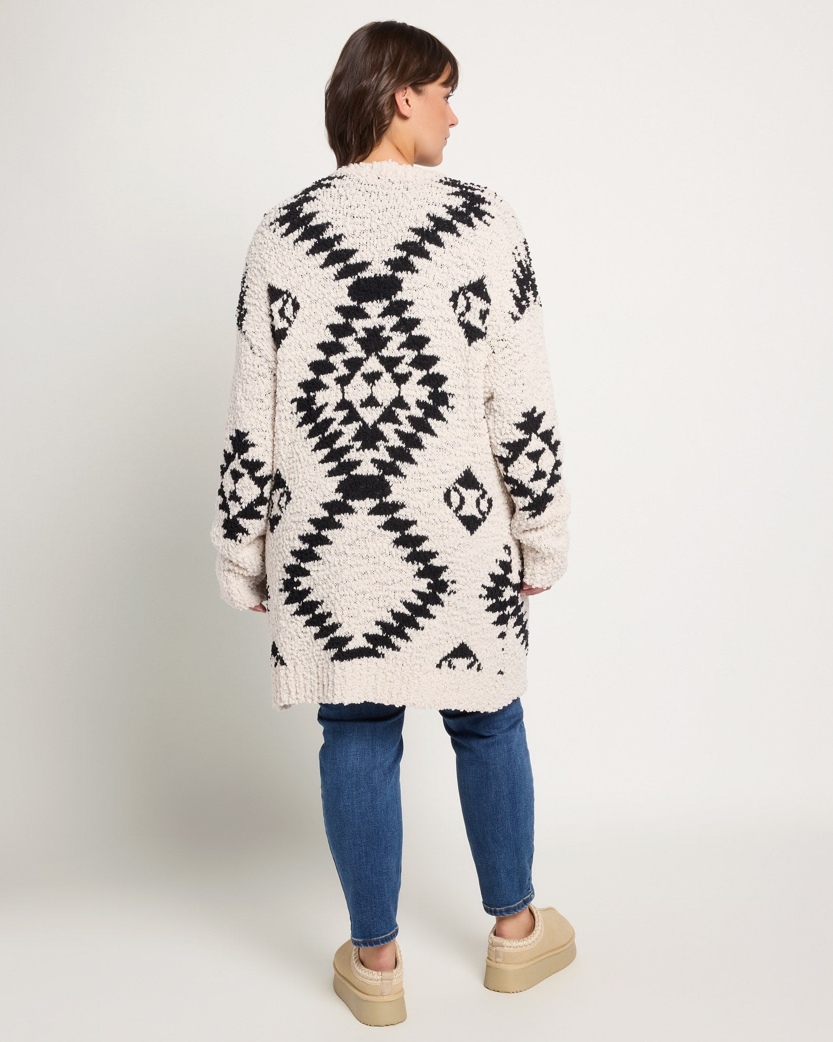 Black and White $|& Bobeau Popcorn Novelty Sweater - SOF Back