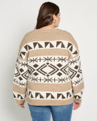 Taupe Mix/Cream $|& Bobeau Abstract Button Front Cardigan - SOF Back
