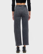 Charcoal $|& Hidden The Ella Wide Straight Leg Jeans - Hanger Side