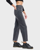 Charcoal $|& Hidden The Ella Wide Straight Leg Jeans - Hanger Front