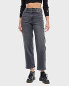 Charcoal $|& Hidden The Ella Wide Straight Leg Jeans - VOF Detail