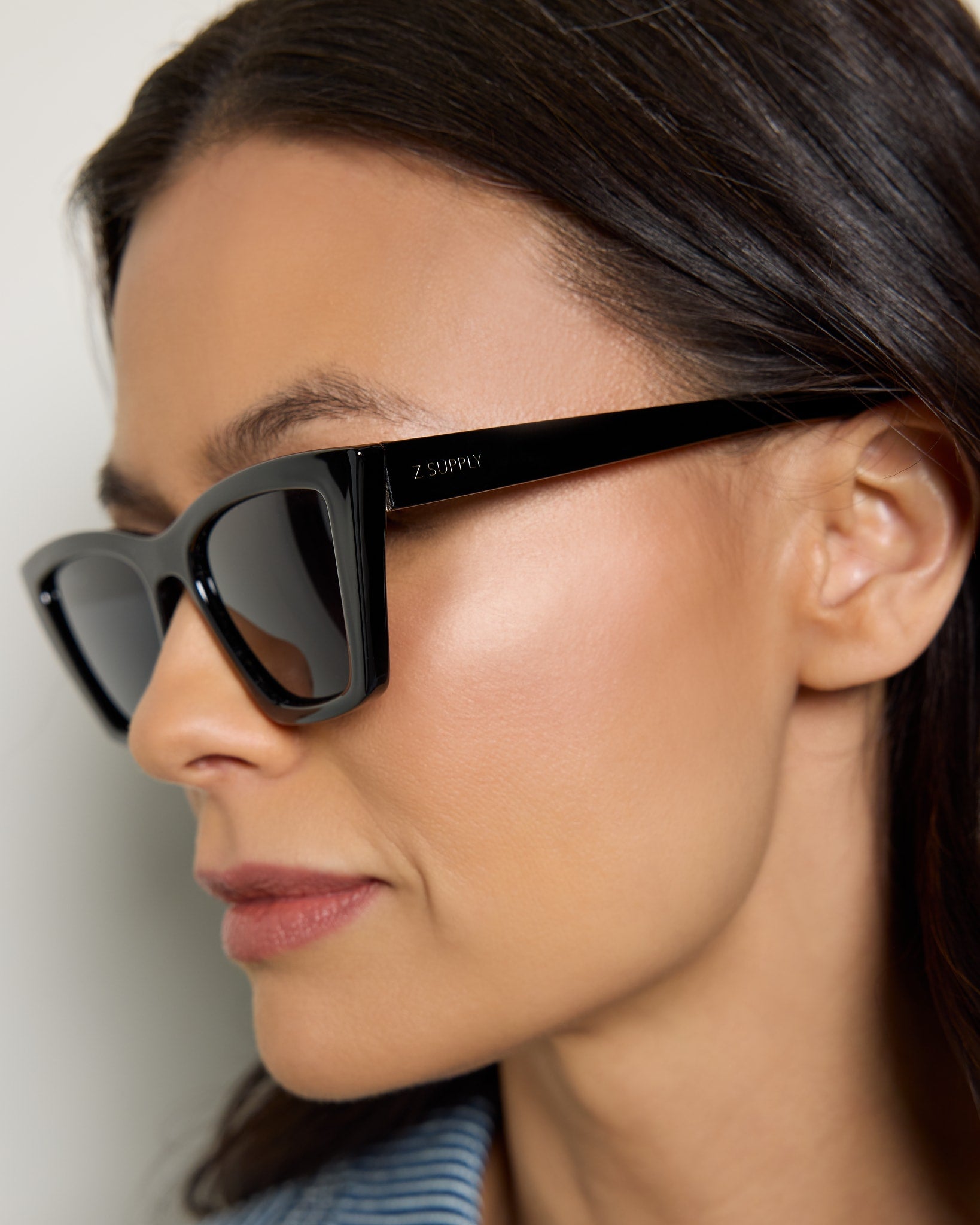 Polished Black/Grey $|& Z Supply Villa Polarized Sunglasses - SOF Full Front