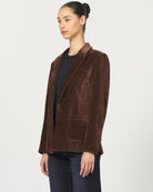Cappuccino $|& Dear John Elfi Double Breasted Corduroy Blazer - Hanger Front
