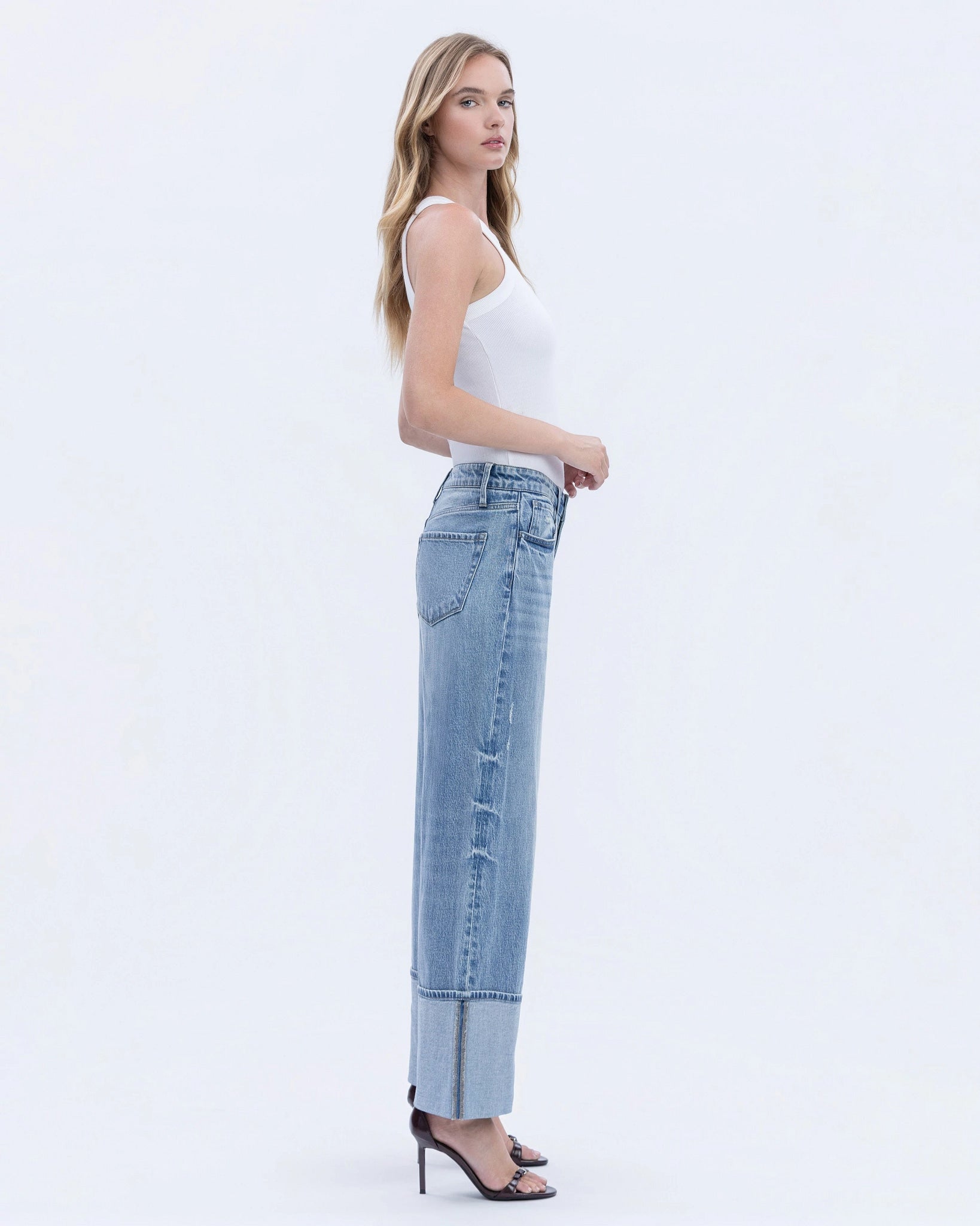 Vital Symphony $|& Vervet High Rise Cuffed Wide Leg Jean - Hanger Front