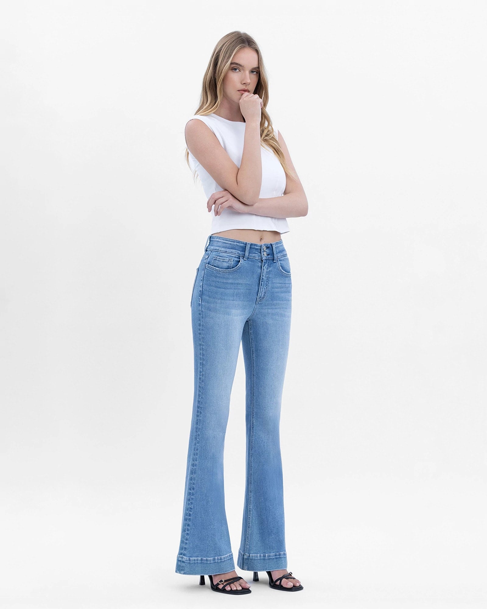 Majestic Grace $|& Vervet Super High Rise Flare Leg Jeans - Hanger Front