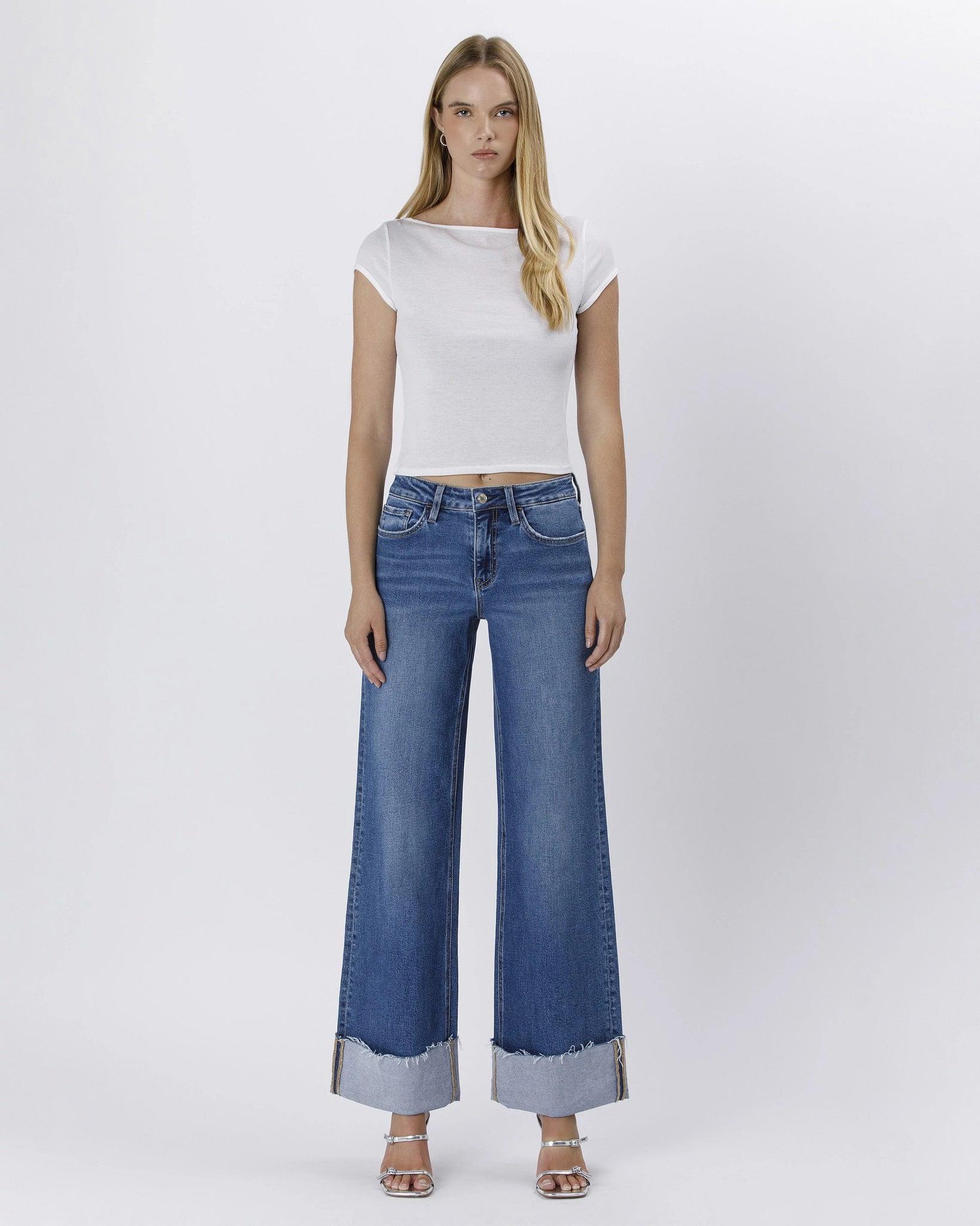 Remedy $|& Lovervet Mid Rise Cuffed Wide Leg Jeans - VOF Detail