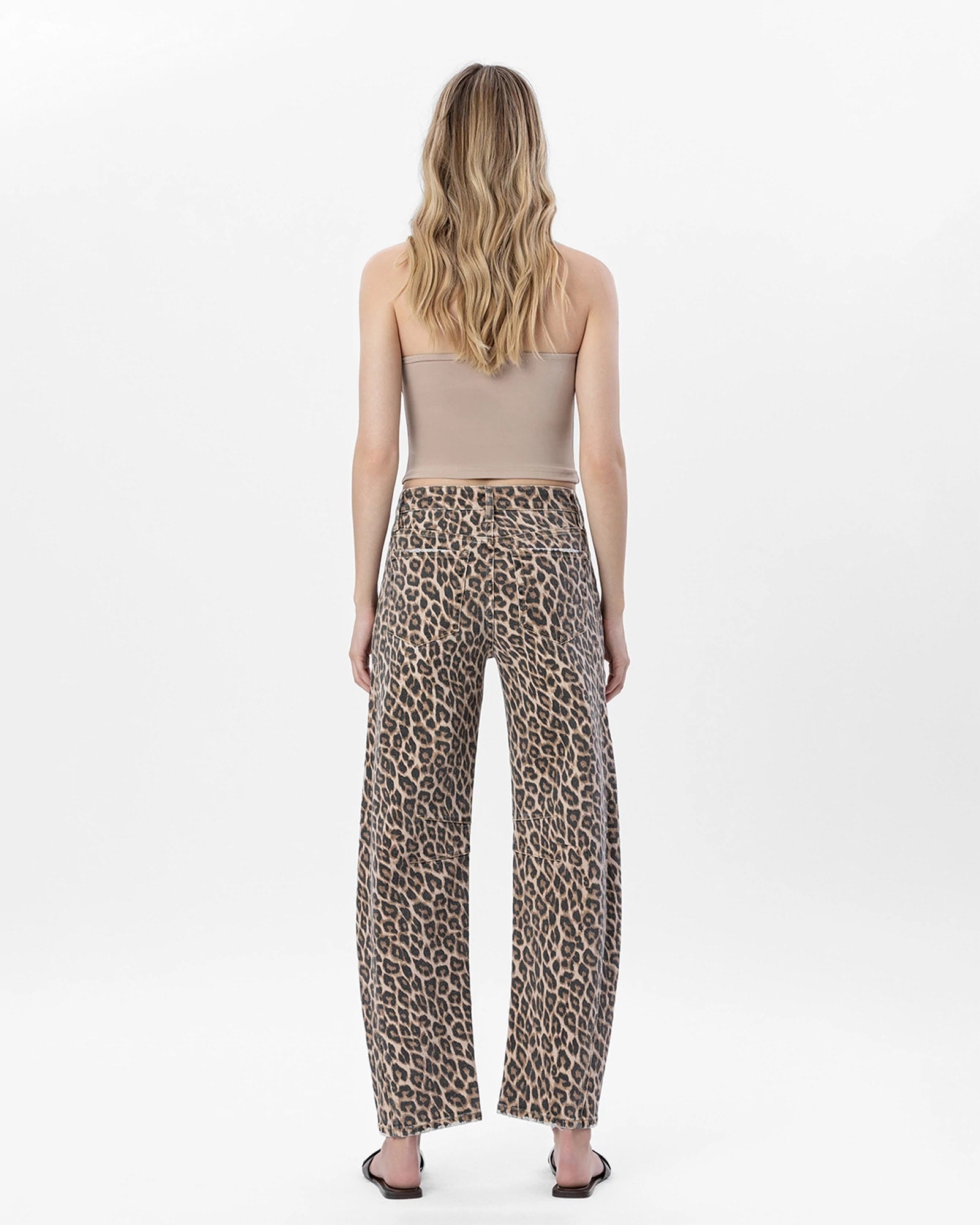 Leopard $|& Vervet High Rise Barrel Leg Jeans - Hanger Side