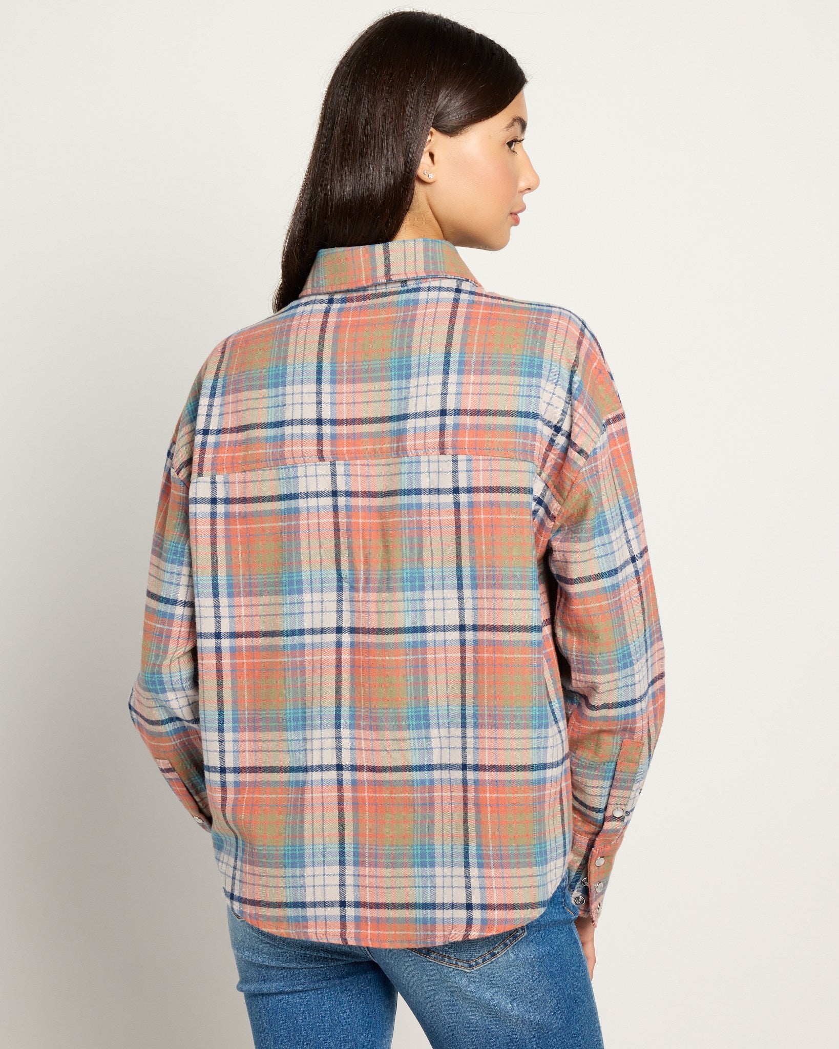 Big Sky Plaid $|& Herizon Opal Flannel Plaid Shirt - SOF Back