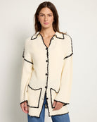 Cream/Black $|& Another Love Tarla Patch Pocket Cardigan - SOF Front