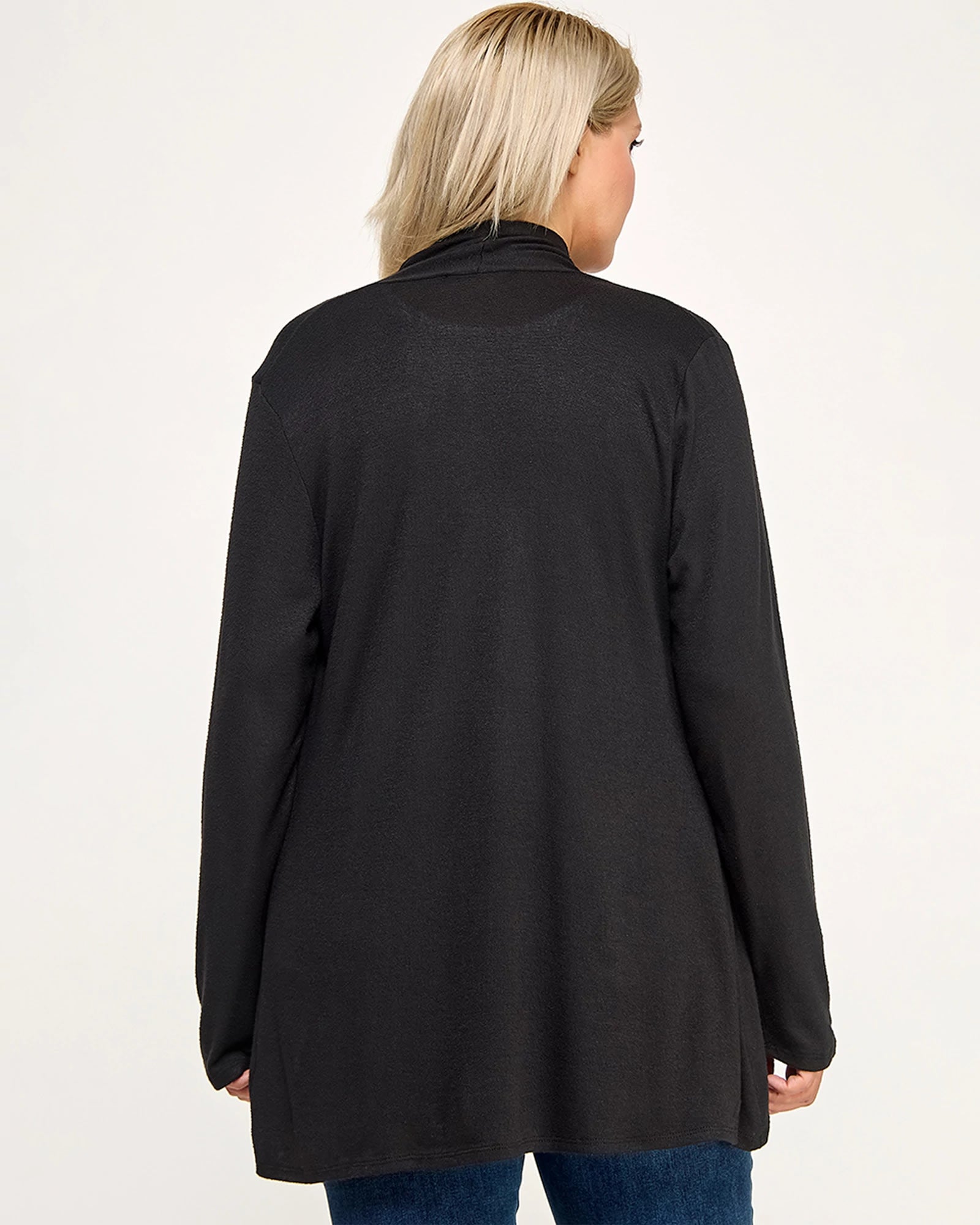 Black $|& Chris & Carol Hacci Open Front Cardigan - Hanger Side