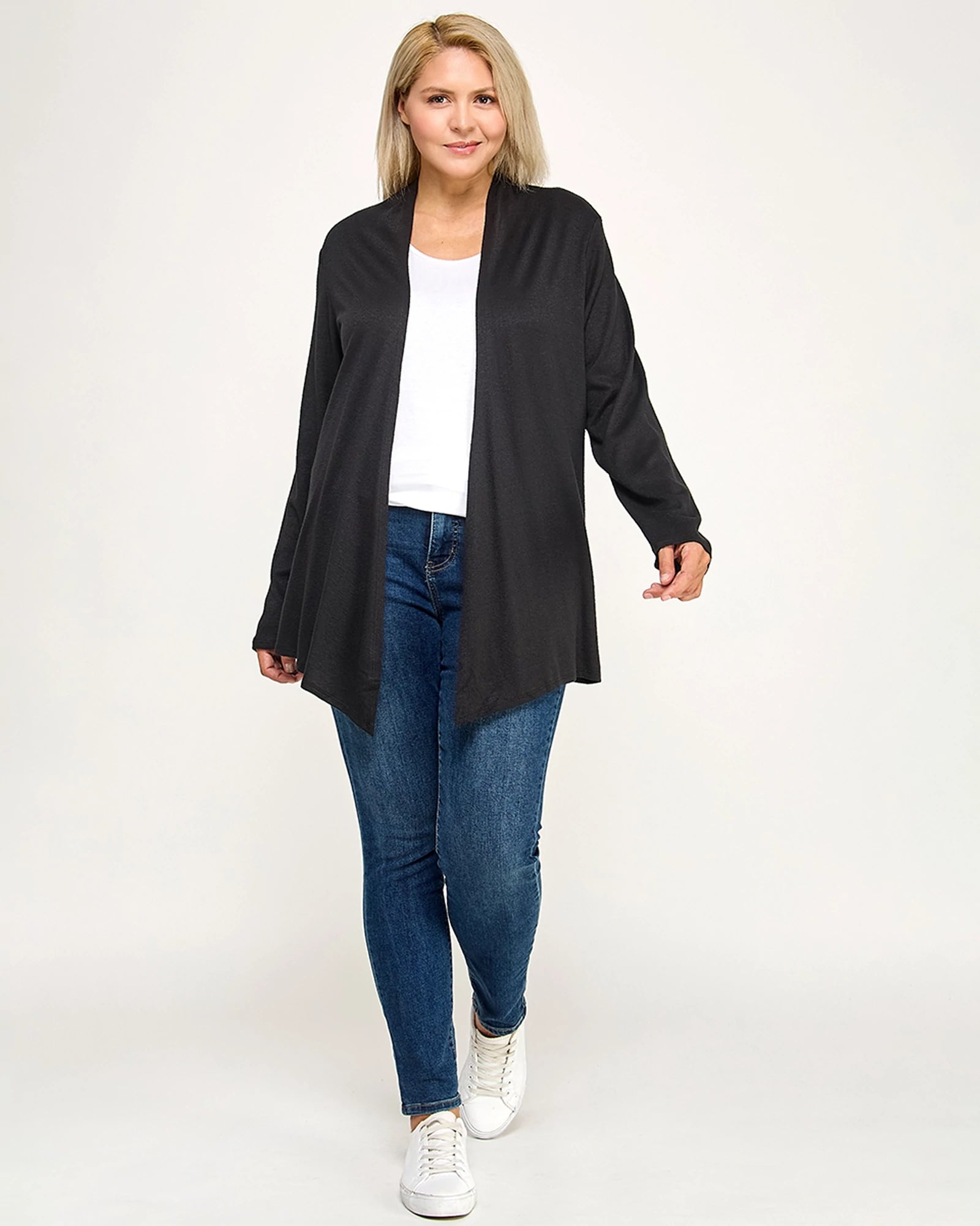 Black $|& Chris & Carol Hacci Open Front Cardigan - VOF Detail