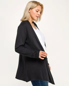 Black $|& Chris & Carol Hacci Open Front Cardigan - Hanger Front
