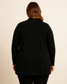 Black $|& Dreamers Open Long Line Cardigan withPockets - Hanger Side