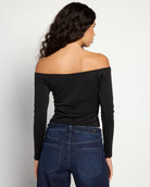 Black $|& Sadie & Sage Hustle Off Shoulder Knit Top - SOF Back