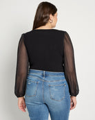 Black $|& Sadie & Sage Debbie Mixed Media Bodysuit - SOF Back