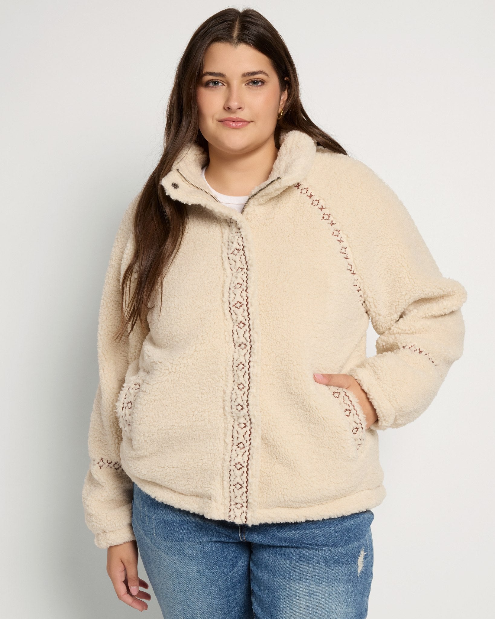 French Oak $|& Thread & Supply Denver Sherpa Jacket - SOF Front