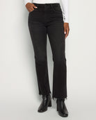 Black $|& Vervet Mid Rise Mini Ankle Flare Jeans - SOF Front
