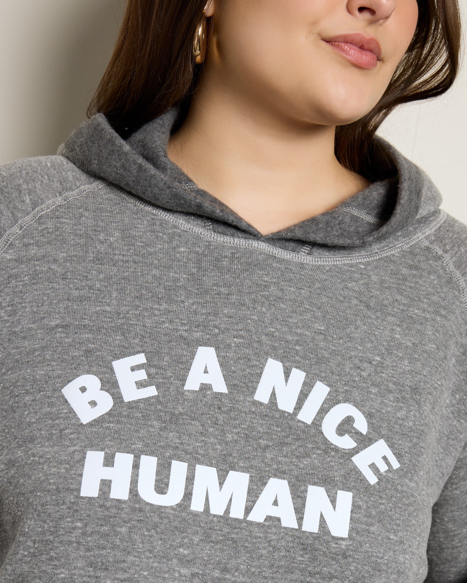 Heather Grey $|& SEAS Be a Nice Human Graphic Hoodie - SOF Full Front
