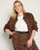 Leopard Print $|& Skies Are Blue Button Front Twill Jacket - SOF Front