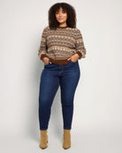 Brown Mix $|& Bobeau Balloon Sleeve Fair Isle Sweater - UGC On Fig