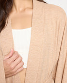 Heathered Taupe $|& Bobeau Jersey Short Robe - SOF Full Front