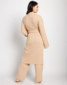 Heathered Taupe $|& Bobeau Jersey Short Robe - SOF Back