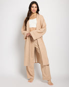 Heathered Taupe $|& Bobeau Jersey Short Robe - SOF Front