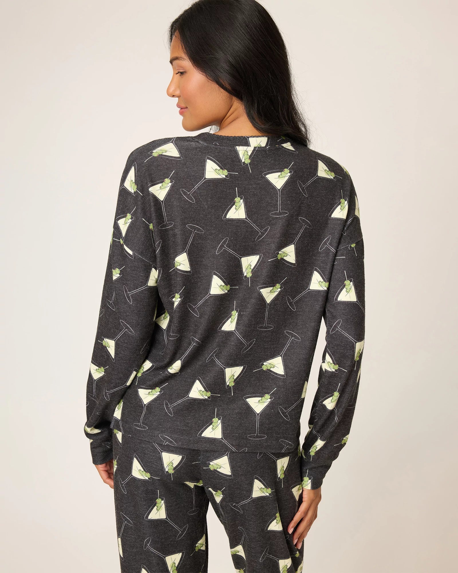 Black $|& PJ Salvage Merrier with a Martini Long Sleeve Top - Hanger Side