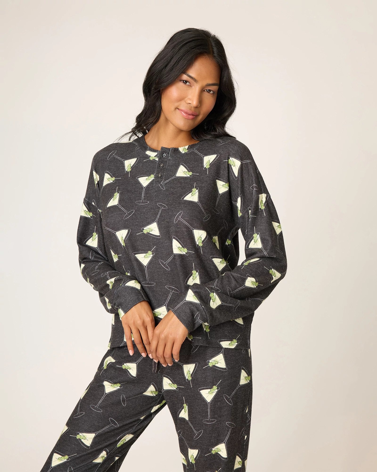 Black $|& PJ Salvage Merrier with a Martini Long Sleeve Top - VOF Detail
