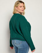 Dark Green $|& Cloud Ten Cableknit Pullover Crewneck Sweater - SOF Back
