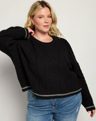 Black $|& Cloud Ten Cableknit Pullover Crewneck Sweater - SOF Front