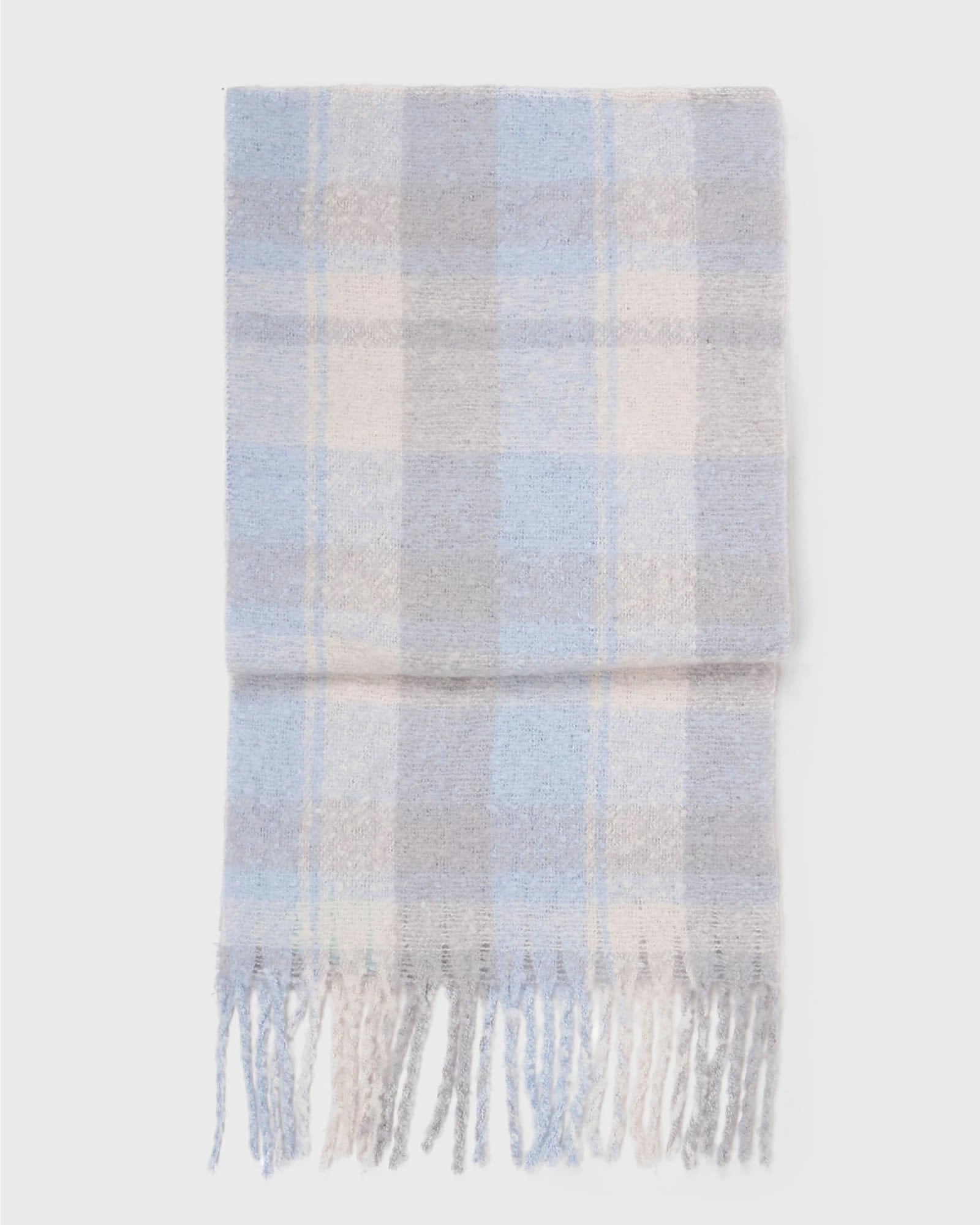 Dusty Blue $|& David & Young Plaid Scarf - VOF Detail
